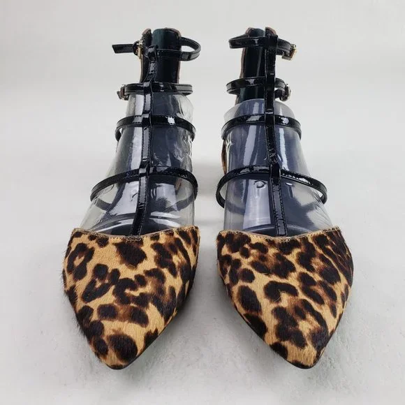 Marc Fisher Scoutly Cage Calf Hair Flats Womens 7.5 Leopard Print Pointed Toe - Picture 5 of 12